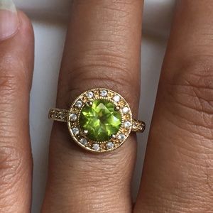 14k Gold Plate over 925 Peridot Ring Size 7